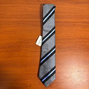 NWT Banana Republic Factory Men's Gray Black and Blue Diagonal Striped Tie